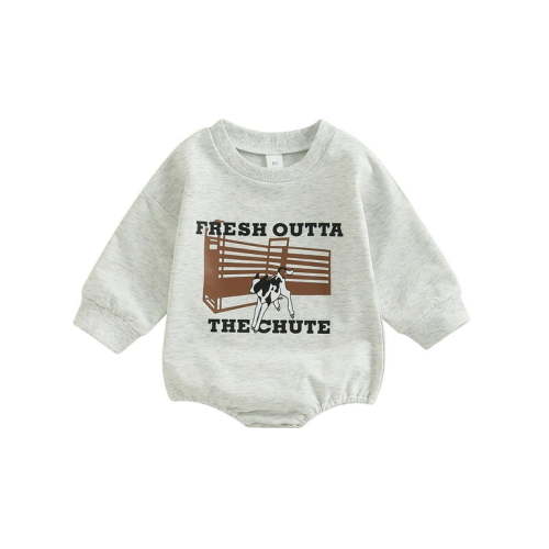 Newborn Baby Girl Boy Farm Baby Funny Letters Print Sweatshirt Romper One Piece Bodysuit Fall Winter Outfit