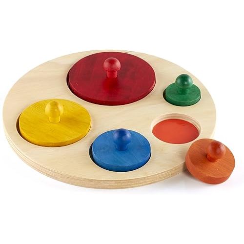 Guidecraft Circle Sorter - Shape and Color Puzzle for Toddlers - Kids Early Learning and Development Toy, Wooden Educational Set