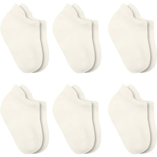 bistyle Baby Grip Ankle Socks 6 Pairs | Newborn Infant Toddlers Socks Seamless Cotton | Kids Boys Girls Ankle Socks - 0-6 Months - Ecru