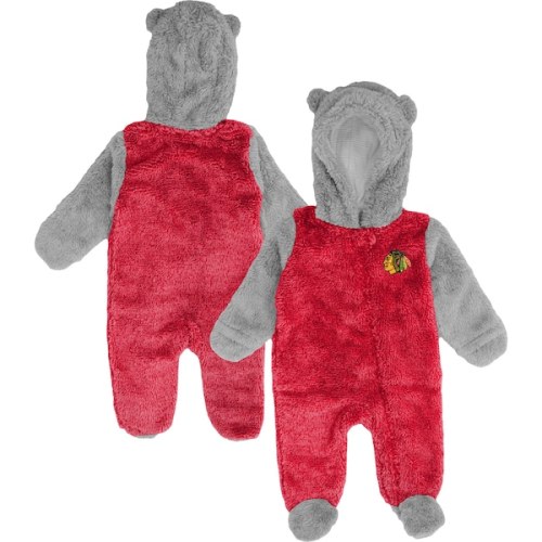 Newborn & Infant Chicago Blackhawks Red Game Nap Teddy Fleece Bunting Full-Zip Sleeper