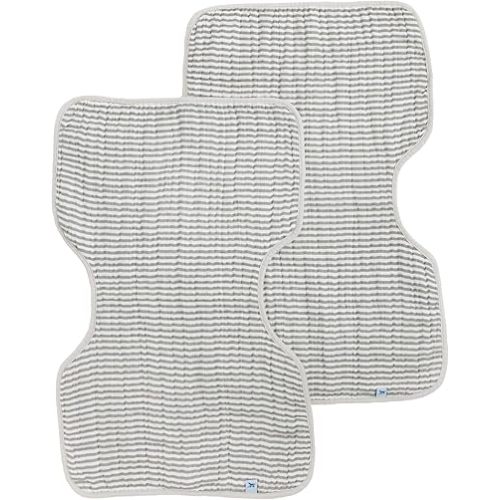 Little Unicorn 2 Pack Cotton Muslin Burp Cloths | 100% Cotton | Multi-Layer | Ultra Absorbent & Soft | Reversible | Large 21 x14 (Grey Stripe)