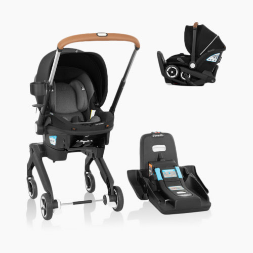 Evenflo Shyft DualRide Infant Car Seat Stroller Combo w Carryall Storage & Extended Canopy - Moonstone