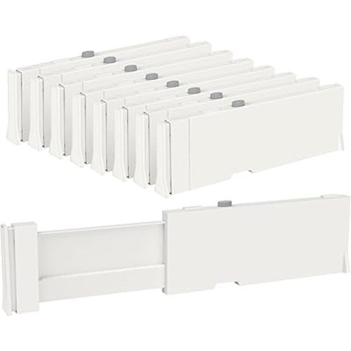 Vtopmart Drawer Dividers for Clothes 8 Pack, Adjustable 4" High Expandable from 11.6"-17" Dresser Drawer Organizer, Plastic Drawers Separators for Dresser, Baby Clothes, Kitchen and Office Storage