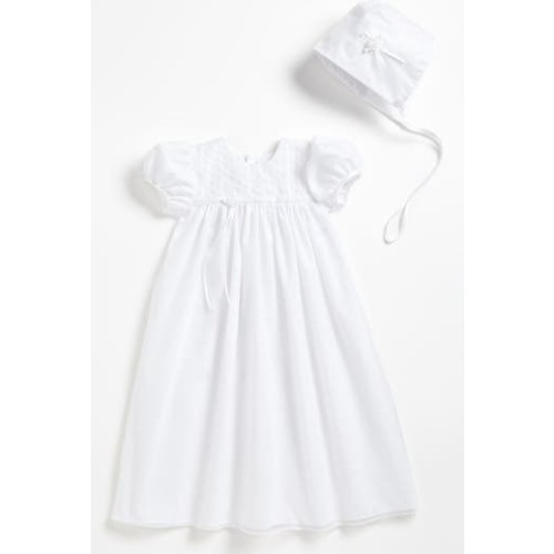 Embroidered Christening Gown & Bonnet, Newborn