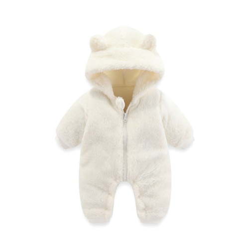 Baby Girls Boys Jumpsuit Hooded Bear Ear Zipper Romper Warm Snowsuit Winter Clothes for Toddlers Baby Girls and Boys 6-9 Months