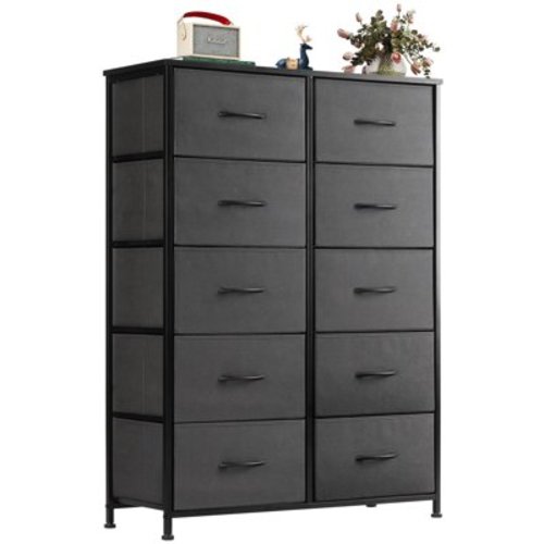 Bigleap 10 Drawer Dresser Organizer Storage Drawers, Chest of Drawers with Fabric Bin for Bedroom, Closet, Entryway,Gray