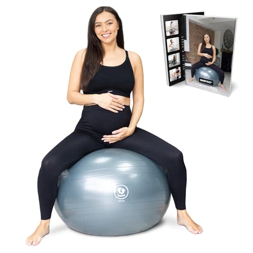 BABYGO® Birthing Ball for Pregnancy & Labor + Our Award Winning Book - Exercise, Birth & Recovery Plan, 5X Stronger Than a Yoga Ball with Eco Friendly Material