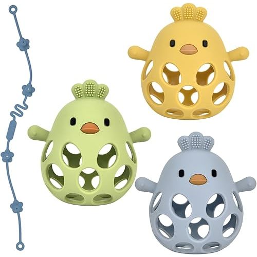 Teethers for Babies 3-6 Months, BPA Free Baby Teething Toys, Easy-to-Grasp Shapes teether with Soft Texture for Sensory Exploration and Itching Relief Baby Teether