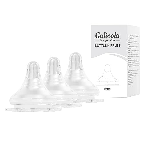 Gulicola Natural Flow Baby Bottle Silicone Nipple Level 3, Large Flow (L), 6+ Months, 3 Counts (Pack of 1)