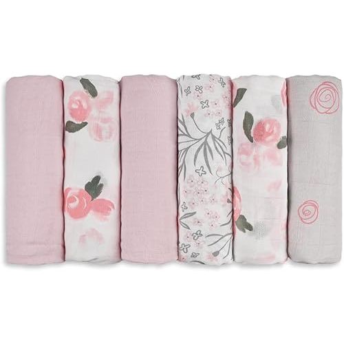 Muslin Baby Burp Cloths, Large 27 x 27 Inches Burping Cloths for Newborn Girls Boys, 6 Pack Baby Burp Rags Towel and Washcloths for Infant (Gentle Colors)