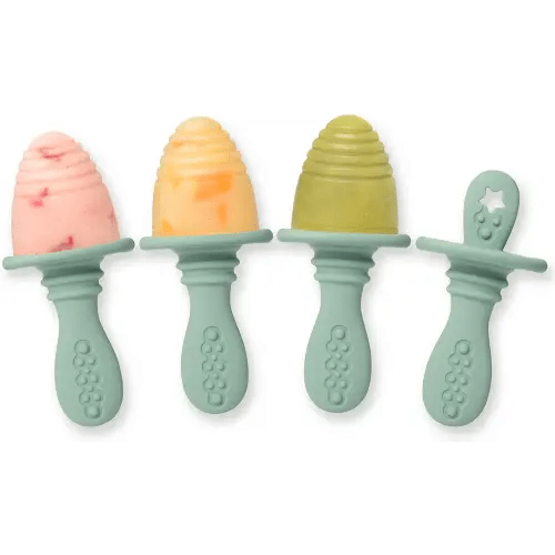 PrimaStella Silicone Petite Pops - Baby Popsicle Mold - BPA Free - Dishwasher Safe - 4 months+ (Sage Green Teether Pops)