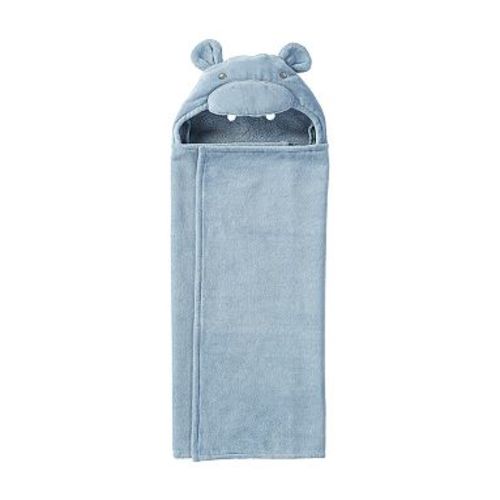 Hippo Baby Hooded Towel, Dusty Navy