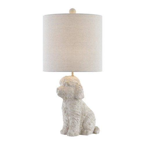 House of Hampton® Resin Doodle Dog Table Lamp With Linen Shade & Reviews | Wayfair