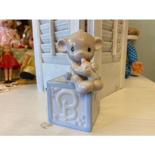 Precious Moments Ceramic Bank w/ Bear, Vintage Nursery Décor