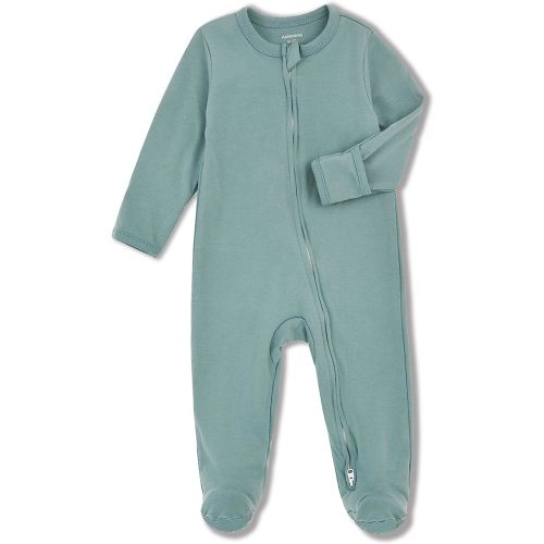Aablexema Baby Pajamas Footie with Mitten Cuffs - Unisex Newborn Double Ways Zipper Cotton Outfit Infant Jammies