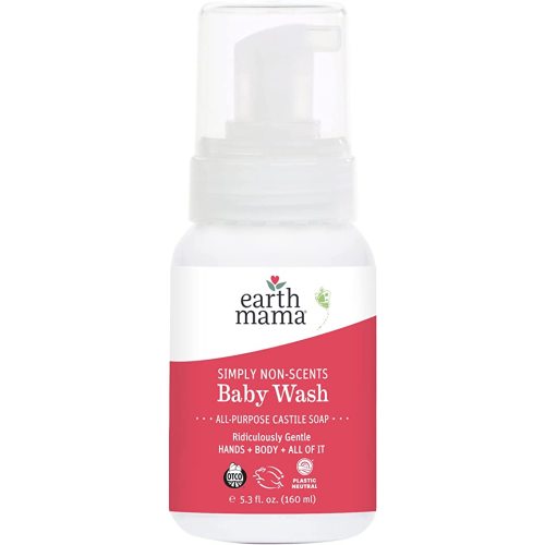 Earth Mama Simply Non-Scents Baby Wash Foaming Hand Soap, Organic All-Purpose Fragrance Free Body Wash for Sensitive Skin, Castile Soap with Coconut Oil, Shea Butter, Calendula, & Aloe, 5.3 fl oz