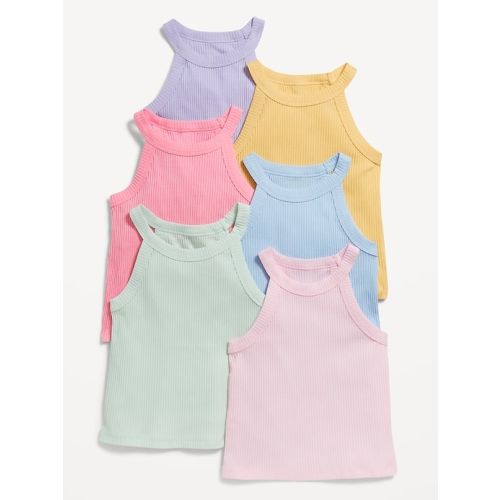 Fitted Halter Tank Tops 6-Pack for Toddler Girls