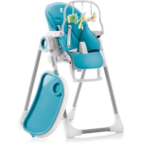 Baby High Chair Adjustable to 7 Different Heights - Foldable High Chairs for Babies and Toddlers - Silla para Comer de Bebe - Blue