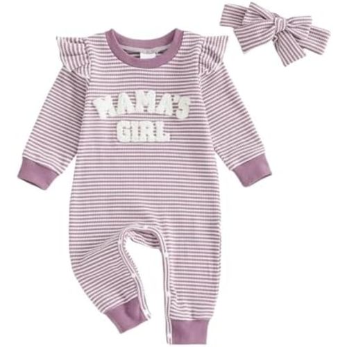 Newborn Baby Girls Romper Outfits Daddy's Girl Embroidery Striped Ruffle Jumpsuit Bodysuit Fall Winter Clothes