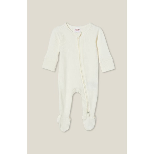 Organic Pointelle Zip All In One Romper, 3-6M