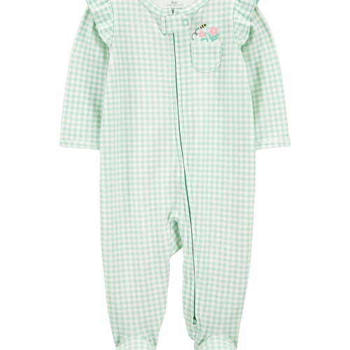 Green Baby Gingham 2-Way Zip Cotton Sleeper Pyjamas - Green | Carter’s Oshkosh Canada