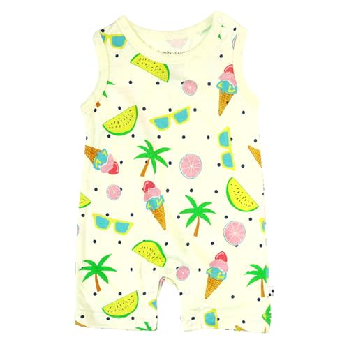 Babysoy Organic Pattern Print Tank Romper Shortall