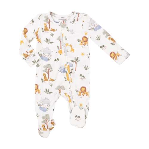 2 Way Zipper Footie - Painted Safari Animals