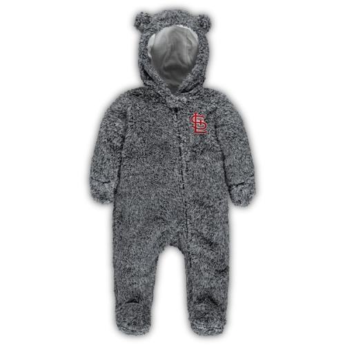 St. Louis Cardinals Newborn & Infant Game Nap Teddy Fleece Bunting Sleeper - Gray