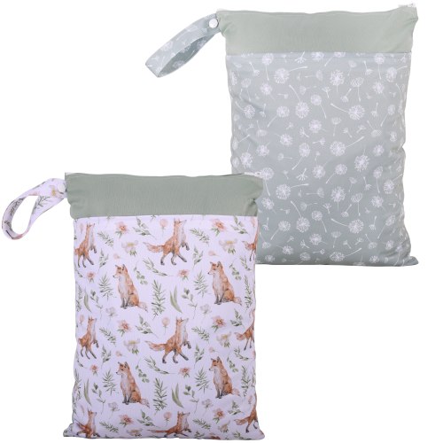 Cloth Diaper Wet Dry Bags Waterproof Washable for Stroller, Diapers, Toiletries, Travel Bags, Beach, Pool, Gym Bag with Two Zippered Pockets Daycare Soiled Baby Items 15.7X11.8 INCH