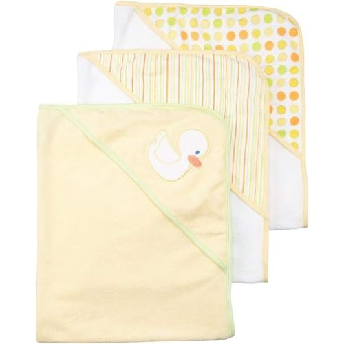 Spasilk Hooded Towel Set for Newborn Boys and Girls, Soft Terry Towel Set, Pack of 3, Yellow Duck