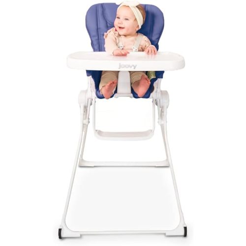 Joovy Nook NB High Chair Featuring Four-Position Adjustable Swing Open Tray, 3-Position Reclining Seat, and Front Wheels for Added Mobility - Folds Down Flat for Easy Storage, Slate