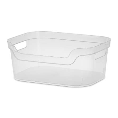 "Mainstays Medium Open Bin, Clear Plastic Storage, 13""x9.5""x5.25"" with Handles"
