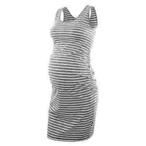 PEONAVET Women's Labor and Delivery Gown, Nursing Maternity Nightgowns for Breastfeeding Woman O-Neck Stripe Sleeveless Breast-Feeding Pregnant Maternity Nursing Dress - Summer Savings Clearance