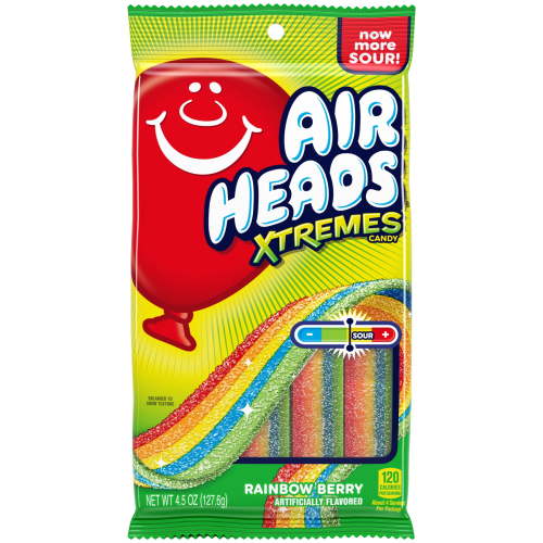 Airheads Xtremes Belts Chewy Candy, Rainbow Berry Fruit Flavor Artificially Flavored, 4.5 Ounces