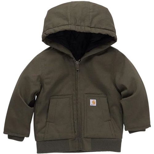 Carhartt Baby Boys' Insulated Hooded Canvas Zip-Up Jacket - 24 Months - Olive Green