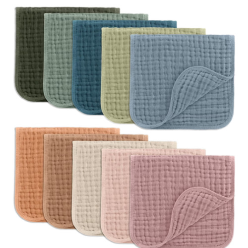 Comfy Cubs Muslin Burp Cloths 20" x 10", Pack of 10 - Large, 6-Layer, Ultra Absorbent 100% Cotton for Baby Drool and Messes - Soft, Safe & Gentle Baby Burp Cloths for Boys & Girls - Multi