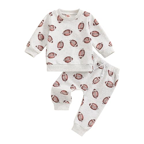 Ysfanwuxi Toddler Baby Boy Girl Football Outfit Rugby Sweatshirt Top Jogger Pants Set 2 Pcs Infant Fall Winter Clothes