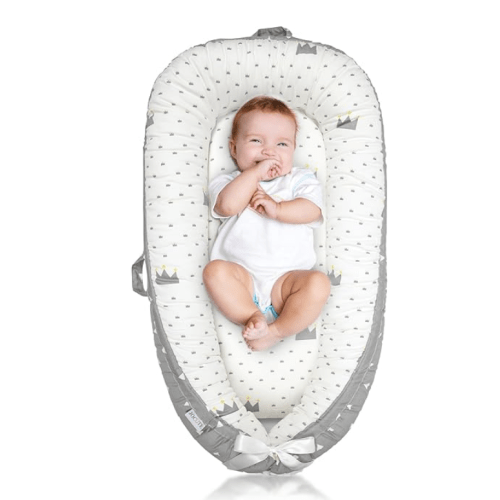 Baby Lounger for Newborn Cover - Newborn Lounger for 0-12 Months, Breathable & Portable Infant Lounger - Adjustable Cotton Soft Baby Floor Seat for Travel, Newborn Essentials -Crown