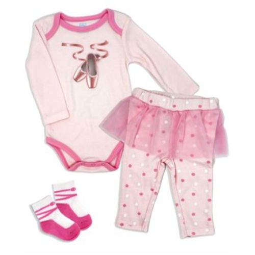 Baby Girls Ballet Bodysuit, Pants and Socks, 3 Piece Set
