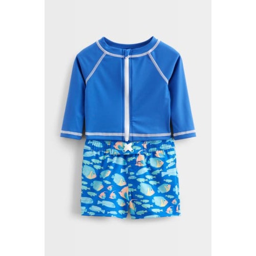 Long Sleeve Two-Piece Rashguard Swimsuit, 6M
