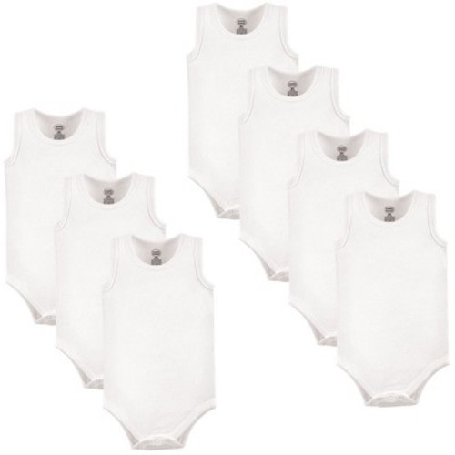 Luvable Friends Cotton Sleeveless Bodysuits 7pk, White, 3-6 Months