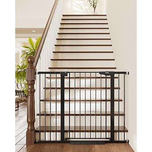 Cumbor 36" Extra Tall Baby Gate for Stairs, 29.7-48" Wide Dog Gates for Doorways, Auto Close Safety Gate for Babies and Pets, Easy Install, Pressure Mounted, Fits Doorways, Stairs, Entryways, Black