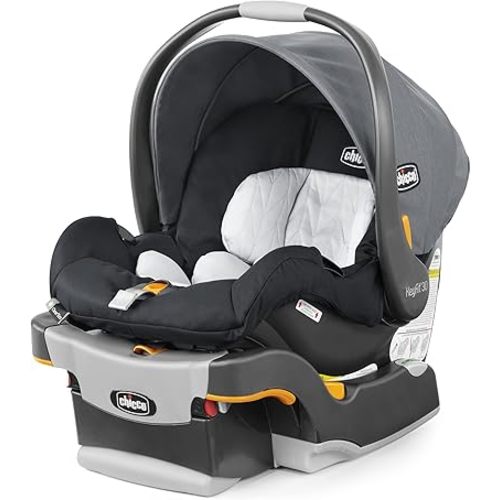 Chicco KeyFit® 30 ClearTex® Infant Car Seat and Base, Rear-Facing Seat for 4-30 lbs., Includes Head and Body Support, Compatible with Chicco Strollers, Baby Travel Gear | Pewter/Grey