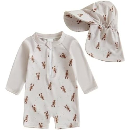 Baby Boy Girl Swimsuit One Piece Short Sleeve Rash Guard Zipper Swimwear Toddler Bathing Suit Infant Beach Outfits