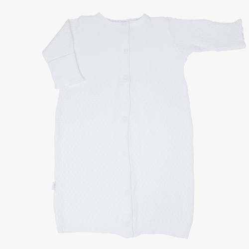 Paty Knit White LS Full Snap Gown #172LS