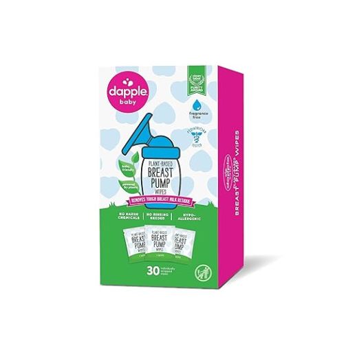Dapple Baby Breast Pump Wipes, Powered by Plants, Hypoallergenic, Removes Milk Residue, No Rinse, Fragrance Free, 25 Count (Pack of 3)