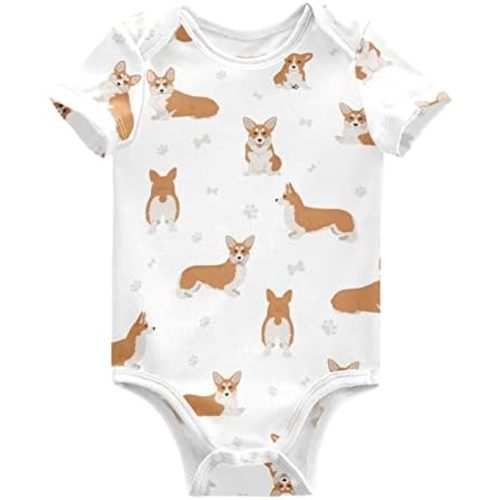 vvfelixl Baby Girls' Bodysuits Black Pug White Short Sleeve Cotton Baby Clothes For Girls 0-24 Months