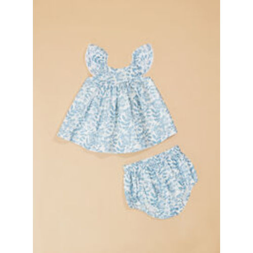Ana Paisley Baby Dress in Ivory & Blue | Tullabee