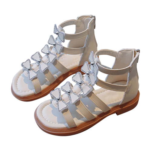 FhsagQ Slippers Kids Shoes Slippers Size 12.5 2023 Summer New Girls Solid Color Fashion Retro Open Toe Zipper Sandals Kids Shoes Slippers Size 11 Toddler White 27