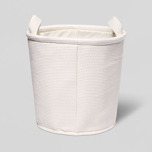 Large Waffle Kids' Storage Basket Cream - Pillowfort™: Circular Polyester Toy Organizer, Spot Clean, 13"x13"